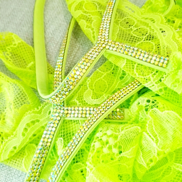 Victoria's Secret Very Sexy Shine Strap Neon Lace Brazilian Panty Rhines… - Picture 11 of 12
